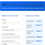 EV Loan & Subsidy Calculator (India + Other Countries)