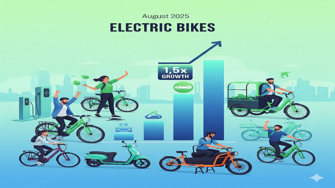 EV बिक्री अगस्त 2025 l EV Sales August 2025: इलेक्ट्रिक व्हीकल मार्केट में 1.5 गुना ग्रोथ, Bike Electric बना सबसे ज्यादा बिकने वाला सेगमेंट
