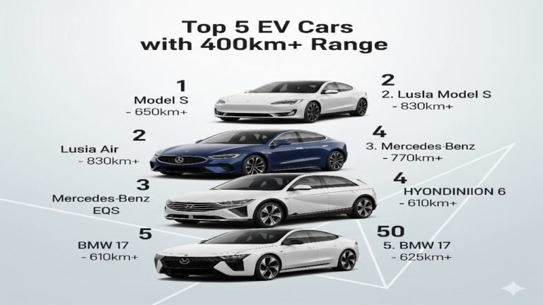 टॉप 5 इलेक्ट्रिक कारें जिनकी रेंज 400km+ है l Top 5 EV Cars with 400km+ Range