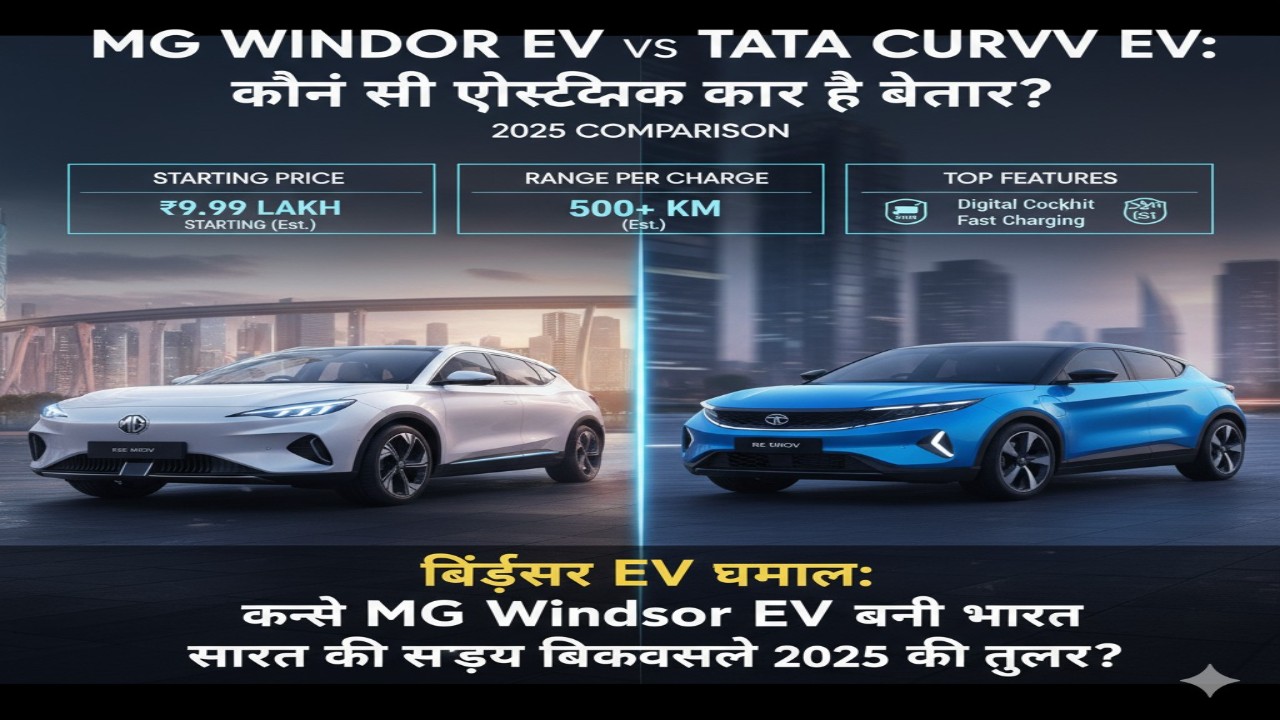 “MG Windsor EV vs Tata Curvv EV: कौन सी इलेक्ट्रिक कार है बेहतर? जानिए 2025 की तुलना”