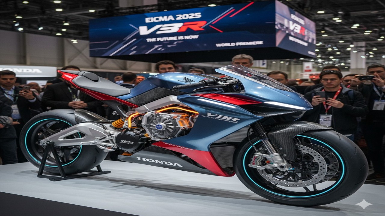 होंडा V3R का कमाल: दुनिया की पहली इलेक्ट्रिक कंप्रेसर बाइक, 900cc पावर से 2025 EICMA में धमाल मचाएगी!
