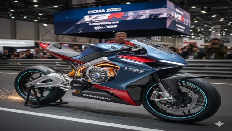 दुनिया की पहली इलेक्ट्रिक कंप्रेसर वाली बाइक: होंडा V3R E-कंप्रेसर 2025 EICMA में धमाल मचाएगी, 900cc से 100HP पावर!
