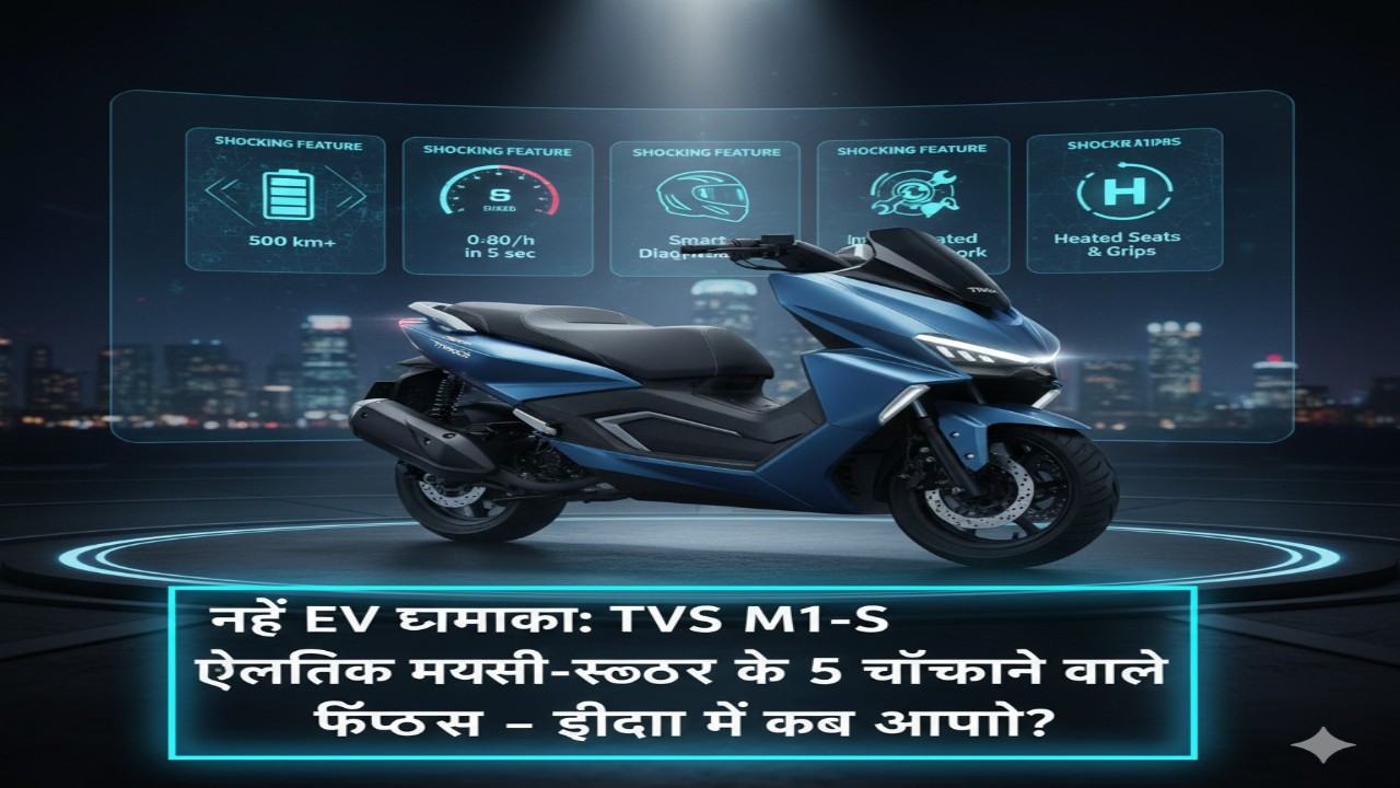 “नई EV धमाका: TVS M1‑S इलेक्ट्रिक मैक्सी-स्कूटर के 5 चौंकाने वाले फ़ीचर्स – इंडिया में कब आएगा?”