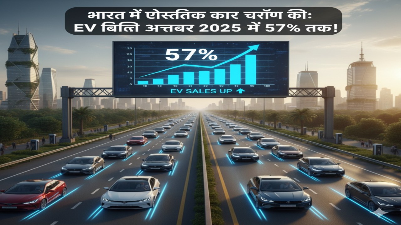 भारत में इलेक्ट्रिक कारों की बंपर छलांग: EV बिक्री अक्टूबर 2025 में 57% तक!