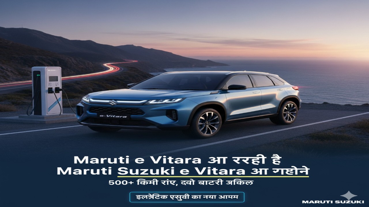 Maruti e Vitara आ रही है अगले महीने – 500 किमी+ रेंज, दो बैटरी ऑप्शन और इलेक्ट्रिक एसयूवी का नया आयाम!