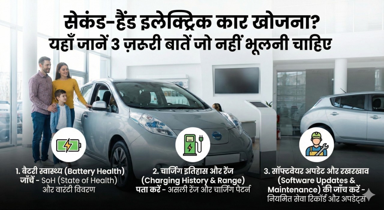 सेकंड-हैंड इलेक्ट्रिक कार खोजना? ‌यहाँ जानें 3 ज़रूरी बातें जो नहीं भूलनी चाहिए
