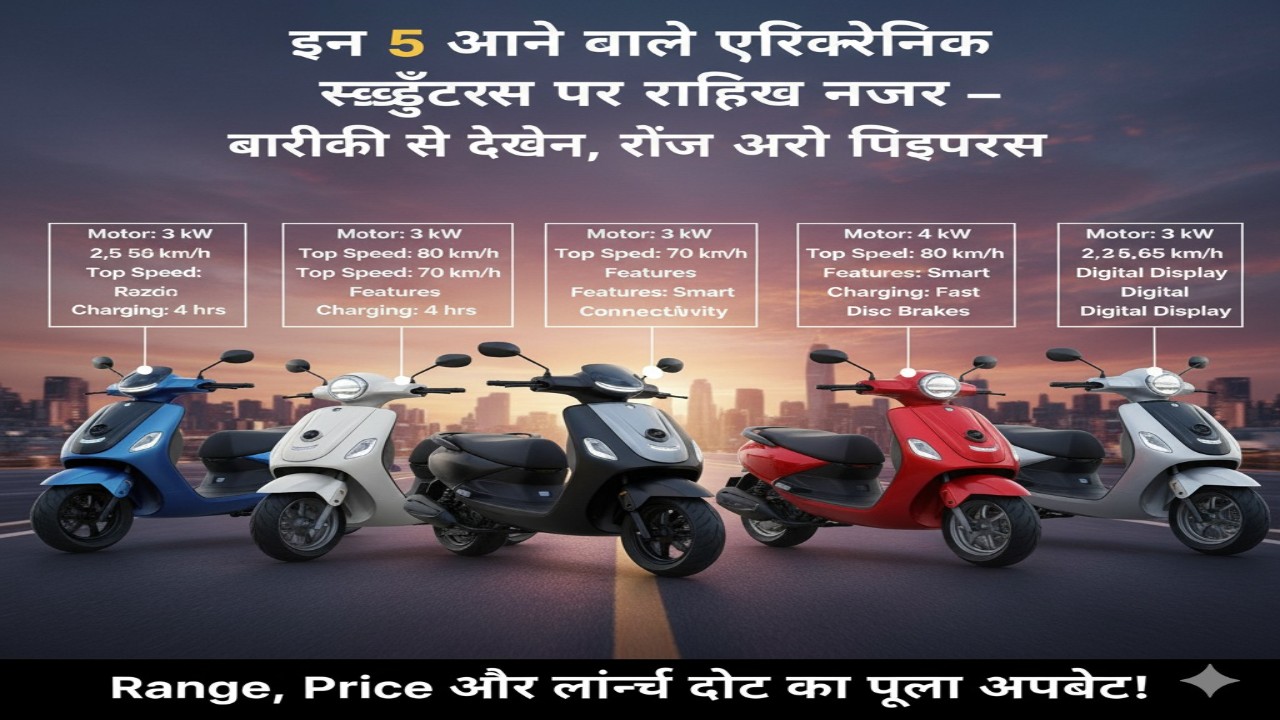 इन 5 आने वाले इलेक्ट्रिक स्कूटरों (e-Scooters) पर रखिए नजर – बारीकी से देखें-कीमत, रेंज और फीचर्स