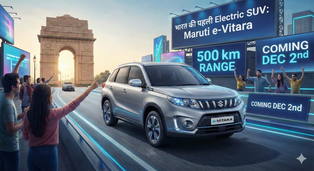 रत की पहली Electric SUV: Maruti e-Vitara – 500 km रेंज के साथ 2 दिसंबर को आ रहा है! Type / to choose a block